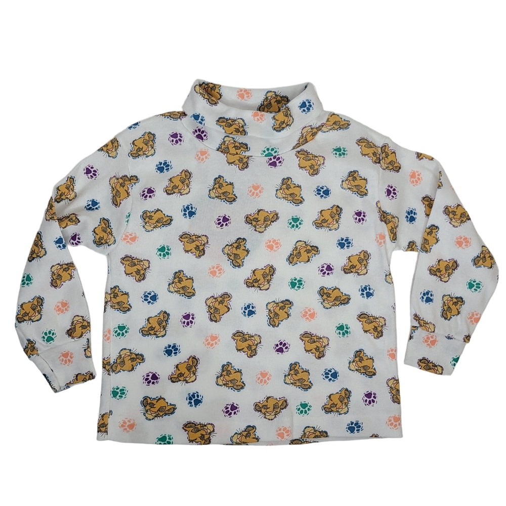 Disney Vintage The Lion King Simba AOP Turtleneck Long Sleeve Tee 3T Unisex NWT